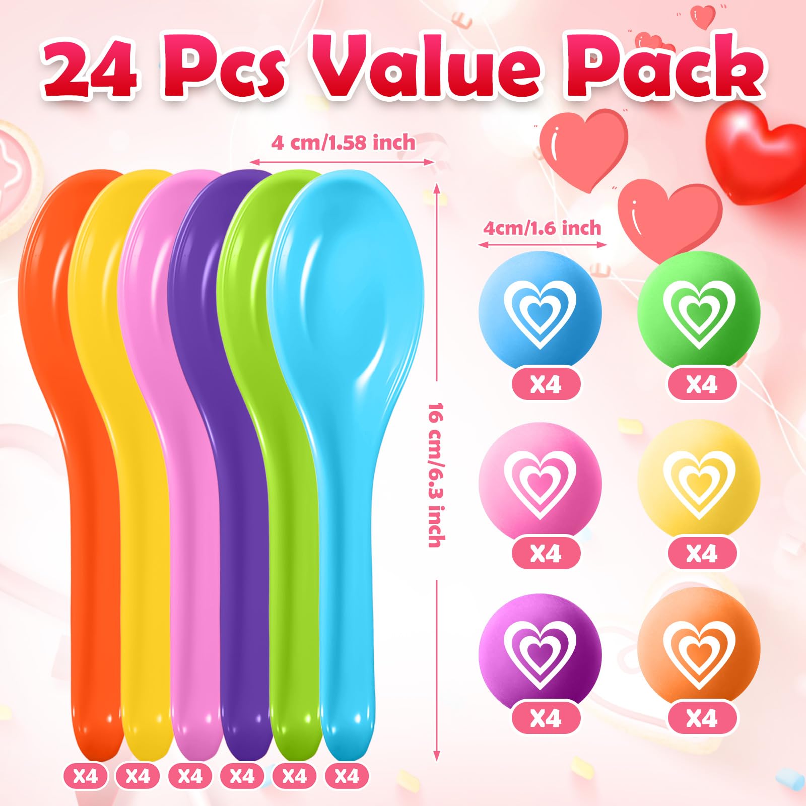 PullCrease heart-balls-colored add colorful flair for celebrations.