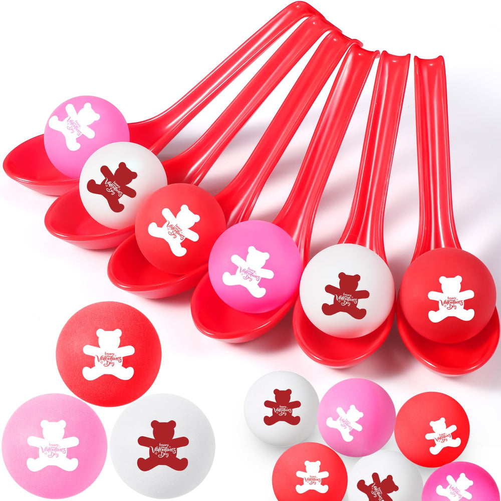 PullCrease Valentine’s spoon relay spoons—durable plastic for easy grip.