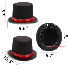 Pumtus kids top hat with red satin band adds bold retro flair.