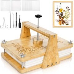 Pumtus large flower press kit assembly on desk showing even pressure during pressing