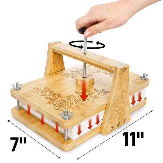 Pumtus 6-layer press with drying plates supports speedy petal preservation