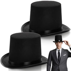 Pumtus two-pack black felt top hats for easy cosplay and party styling.