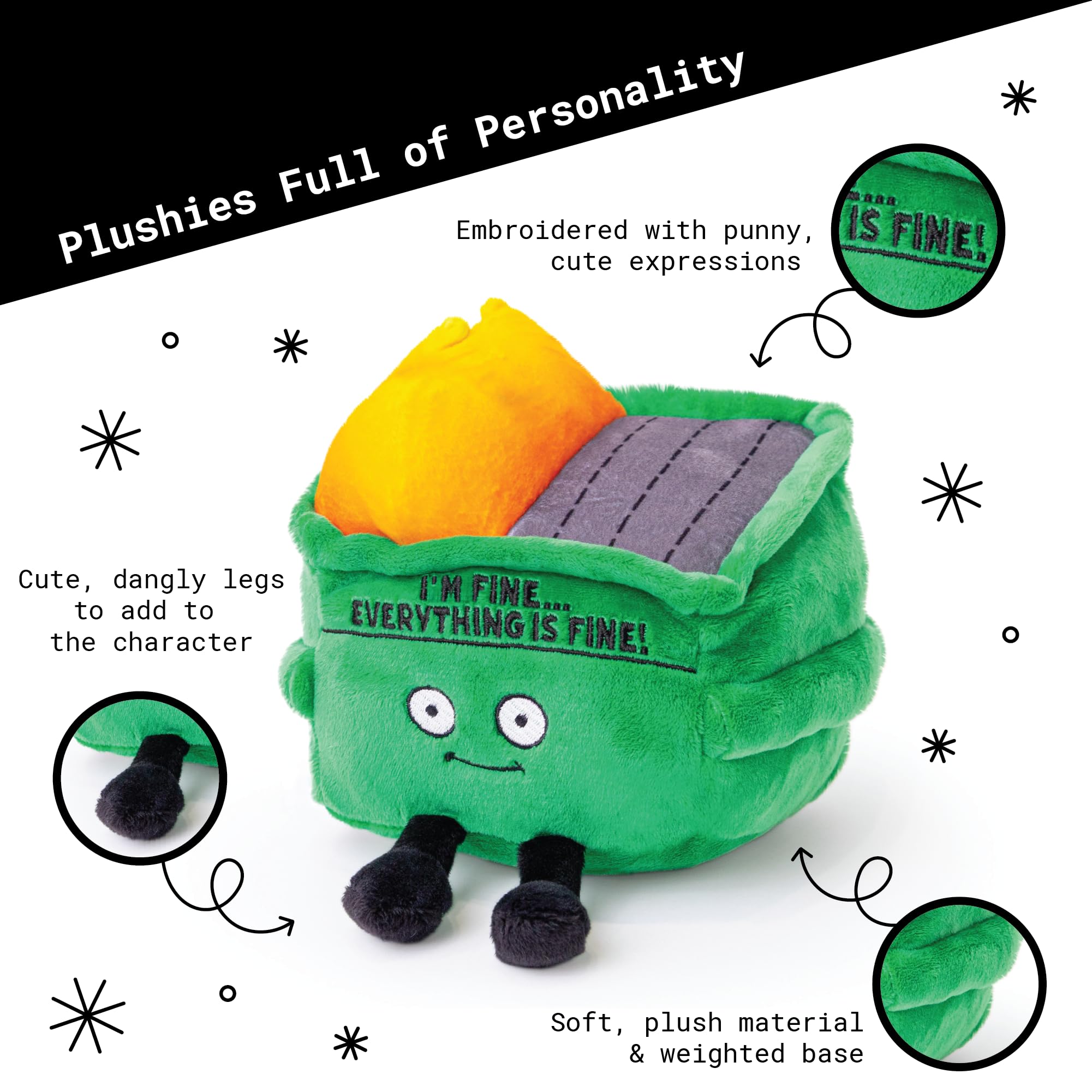 Punchkins Dumpster Fire Plushie gift-ready packaging conveys a playful, memorable present.