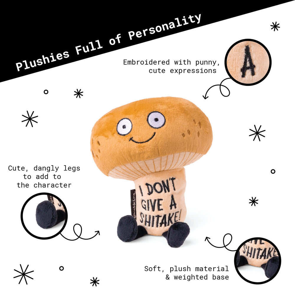 Punchkins Mushroom Plushie embroidered-face close-up captures its witty charm.