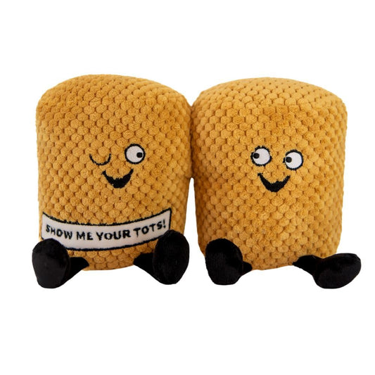 Punchkins Tater Tot Plushie face detail adds cheeky desk charm.