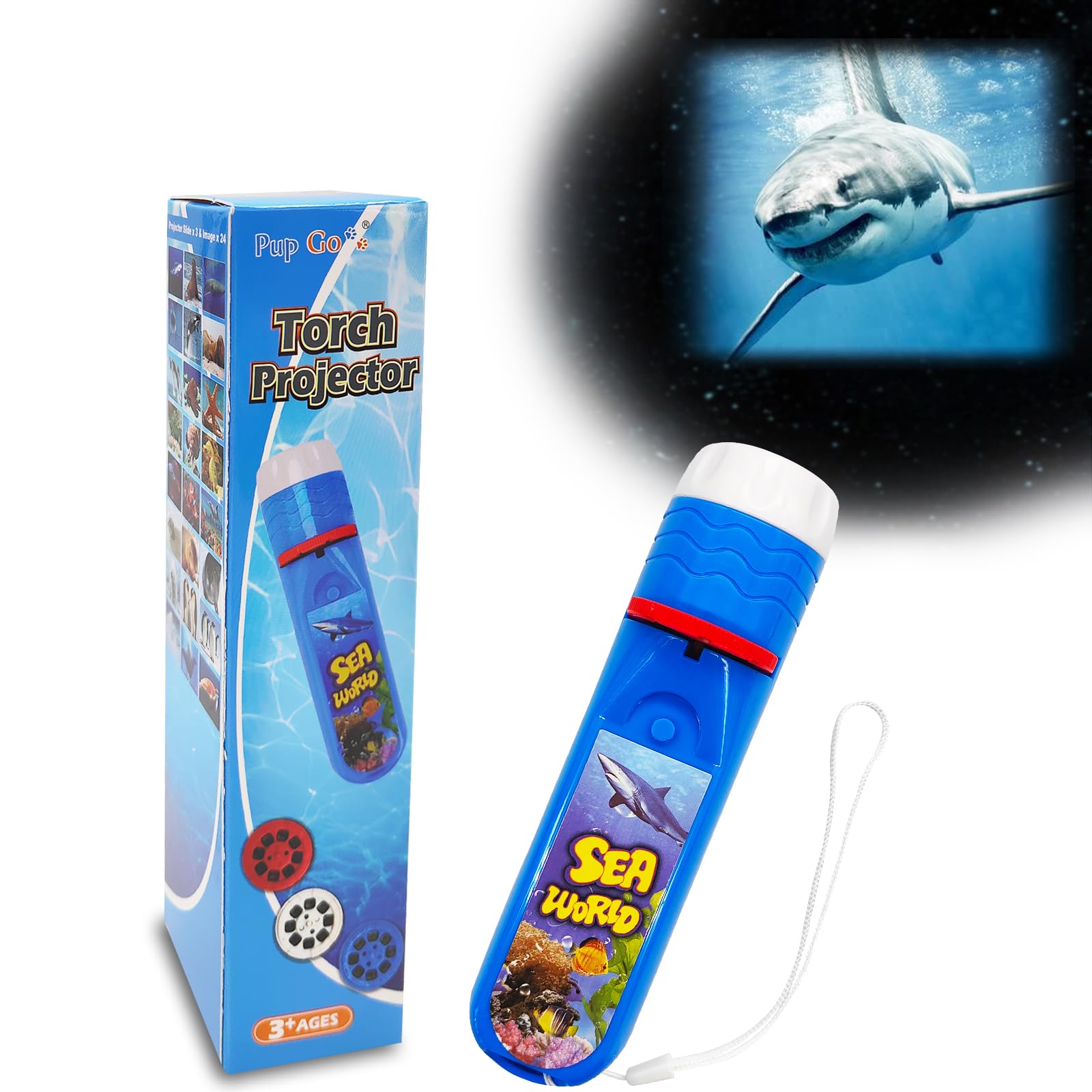 Pup Go Sea World Projector lights walls with colorful sea life scenes for kids