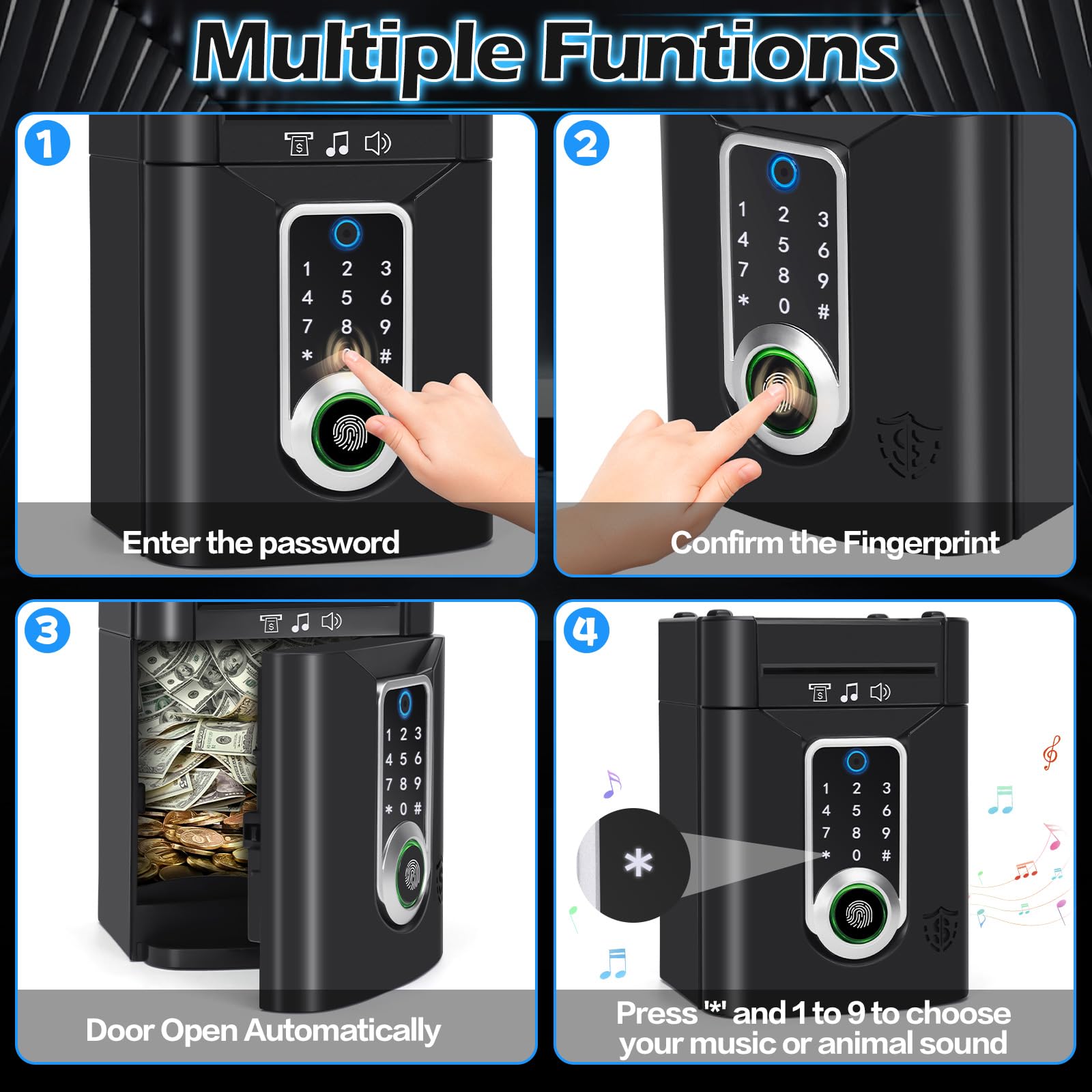 Pupidiu coin compartment highlights large capacity for coins and notes.