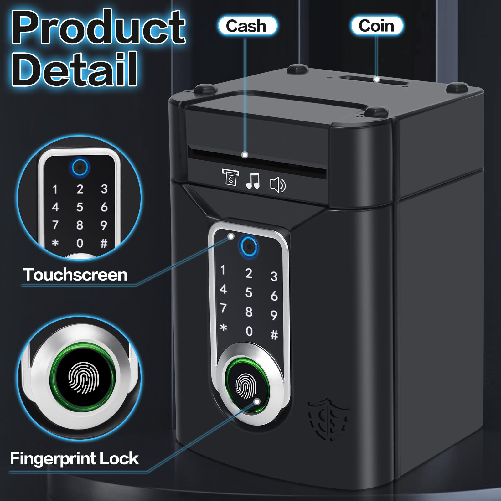 Pupidiu lock interface with touch sensor demonstrates password-style access for safe saving.