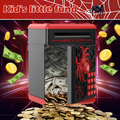 Pupidiu Spider Fingerprint Piggy Bank night LED glow for nighttime savings.
