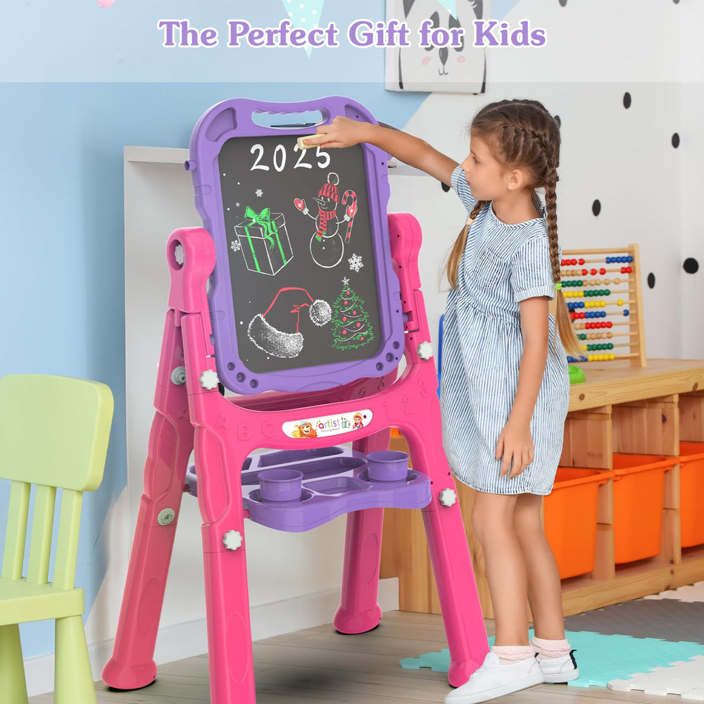 PUPPSITTY chalkboard and whiteboard surfaces invite coloring, calligraphy, and learning play.