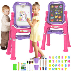PUPPSITTY Art Easel with double-sided magnetic board supports creative learning at home.