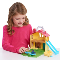 Puppy Dog Pals Stow N' Go Playset slide provides kinetic movement for tiny paws.