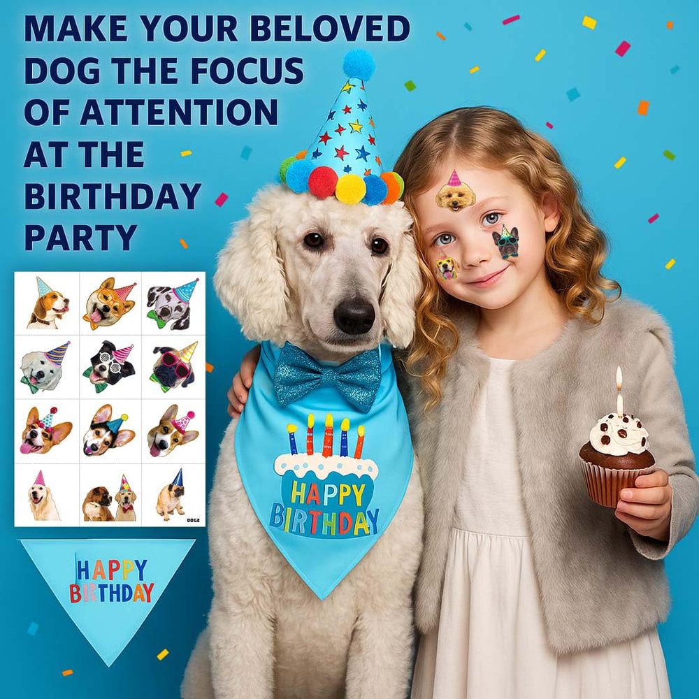 Puppy Theme Dog Tattoos party-setup scene with kids and dogs.