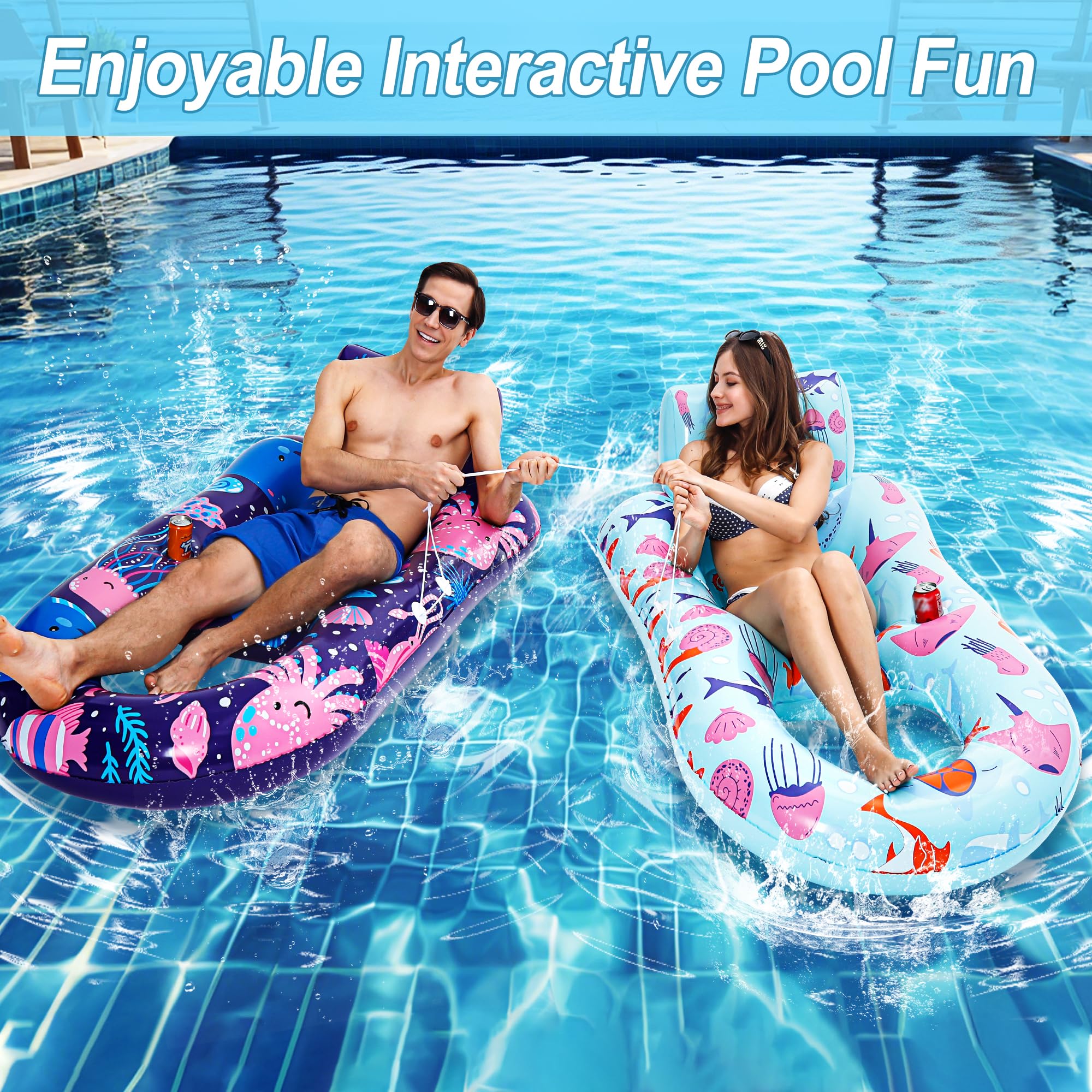 PuppyuWill pool lounger shows a cooling mesh seat for refreshing lounging.