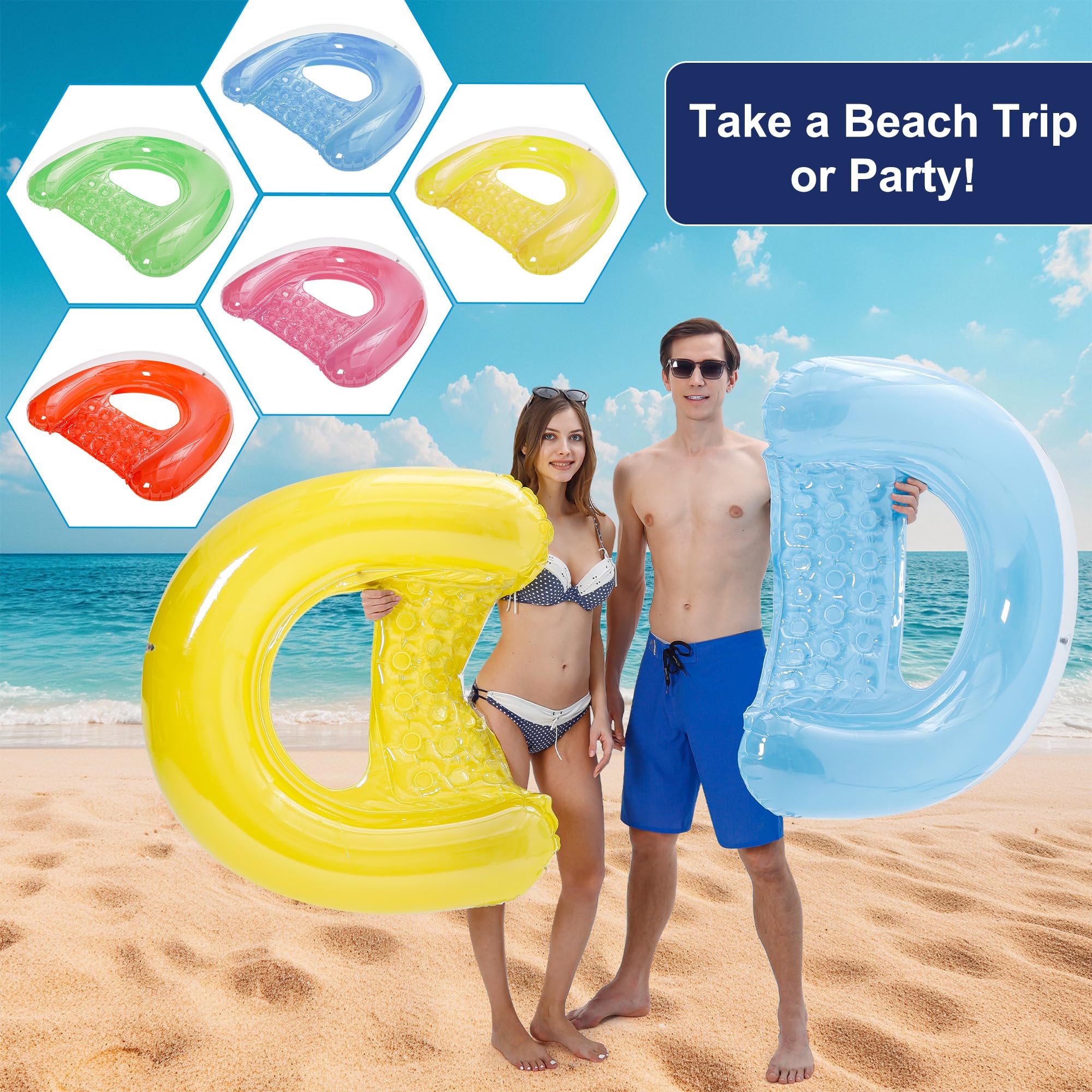 PuppyuWill vibrant-colors float in sapphire blue, lemon yellow, lime green, and orange.