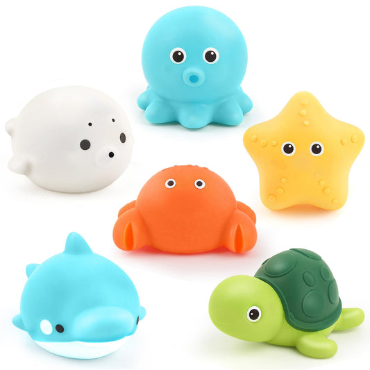 PUPTILY bath toys 6-pack no-hole design for mold-free tub fun