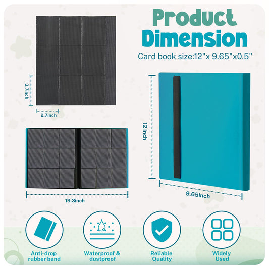 PUPTILY card binder lake blue open pages highlight 360-card capacity.
