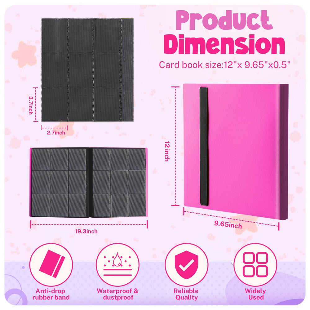 PUPTILY card binder rose red pocket sleeves for crystal-clear card visibility.