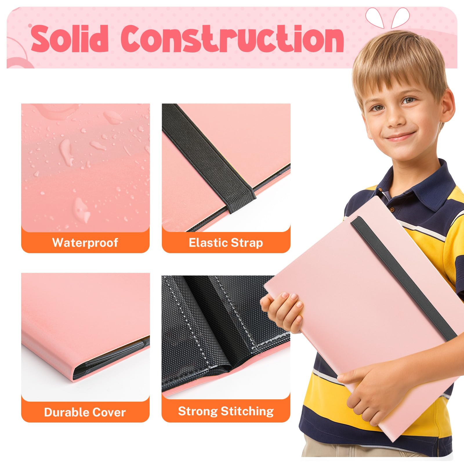 PUPTILY Card Binder side-loading pockets prevent spills.