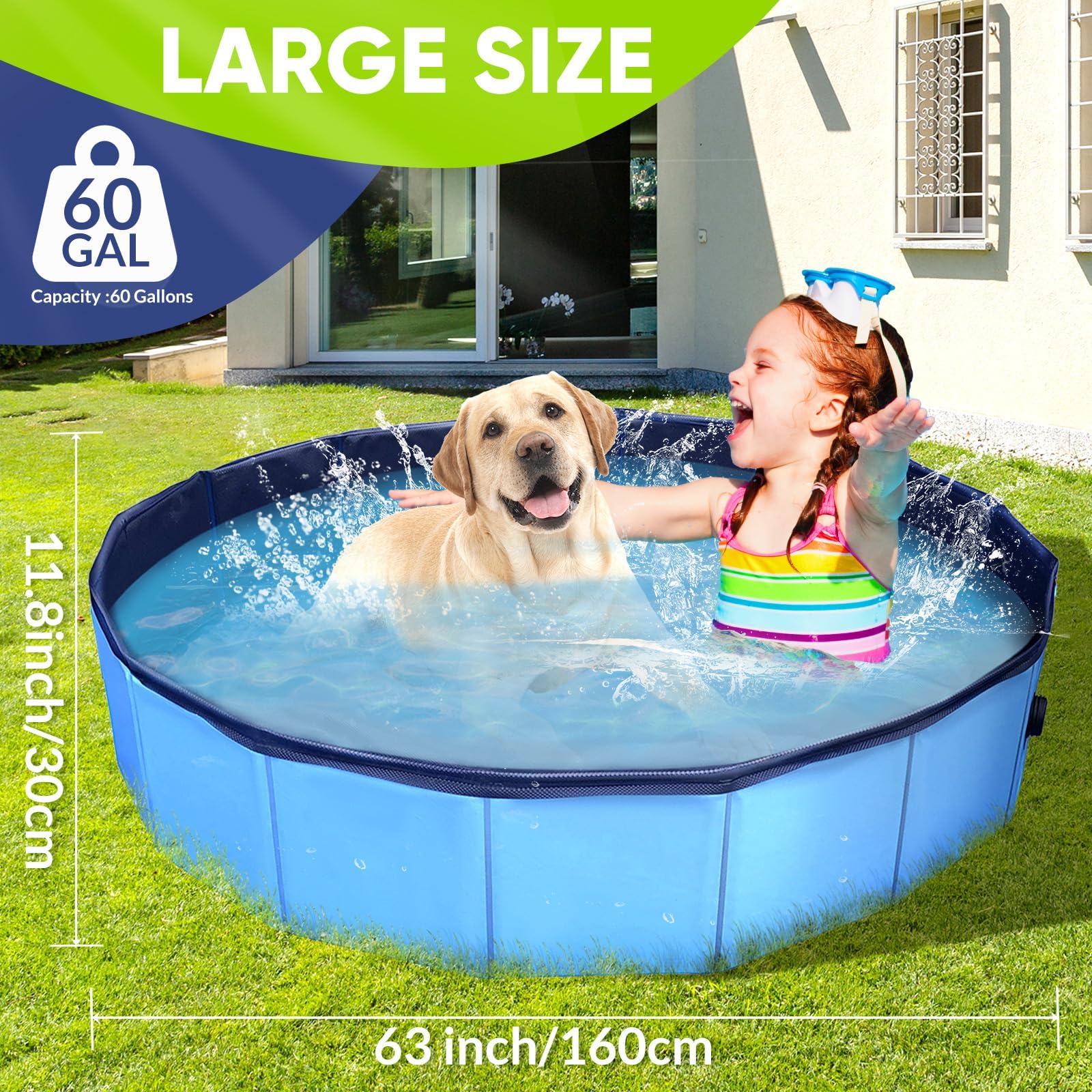 PUPTILY dog pool non-slip bottom for safe outdoor bathing