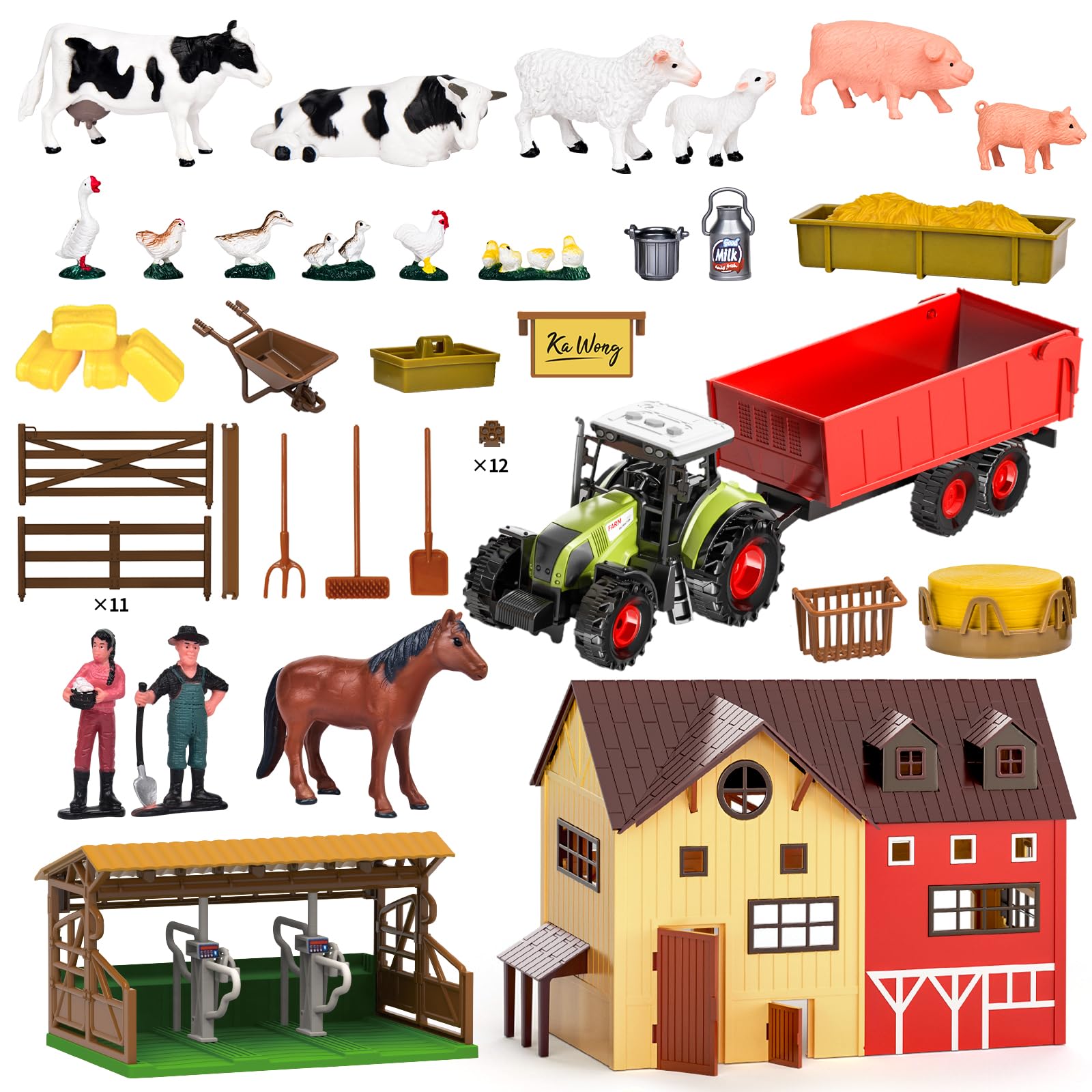 Pupu Pig includes 18 realistic farm animals for diverse role-play scenarios