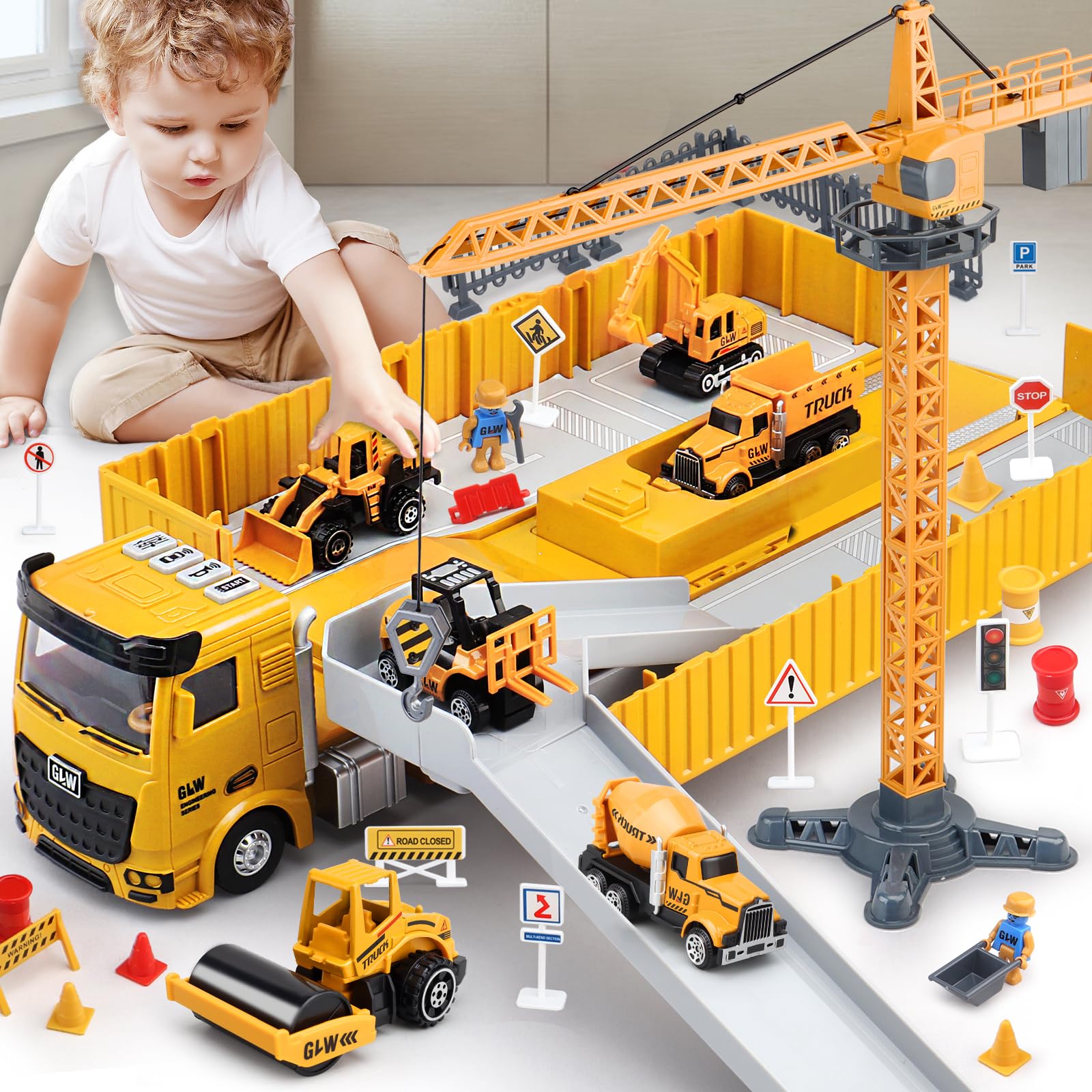 Pupu Pig 360-degree tower crane in action boosts motor coordination during play.