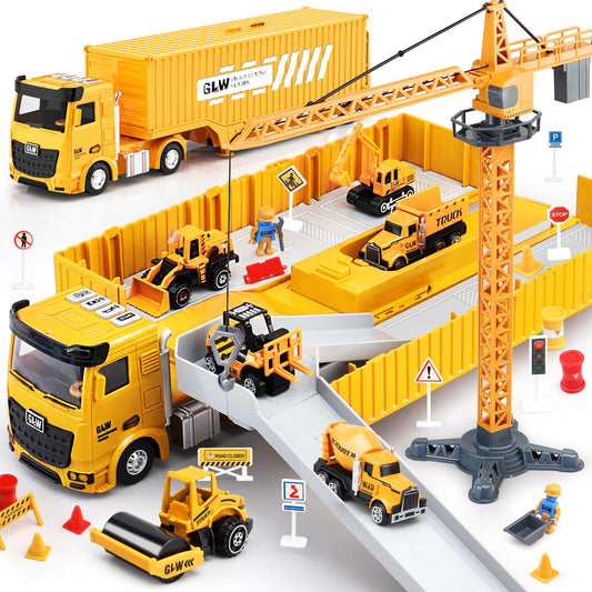 Pupu Pig 60-piece construction set with carrier truck and tools fosters imaginative play.
