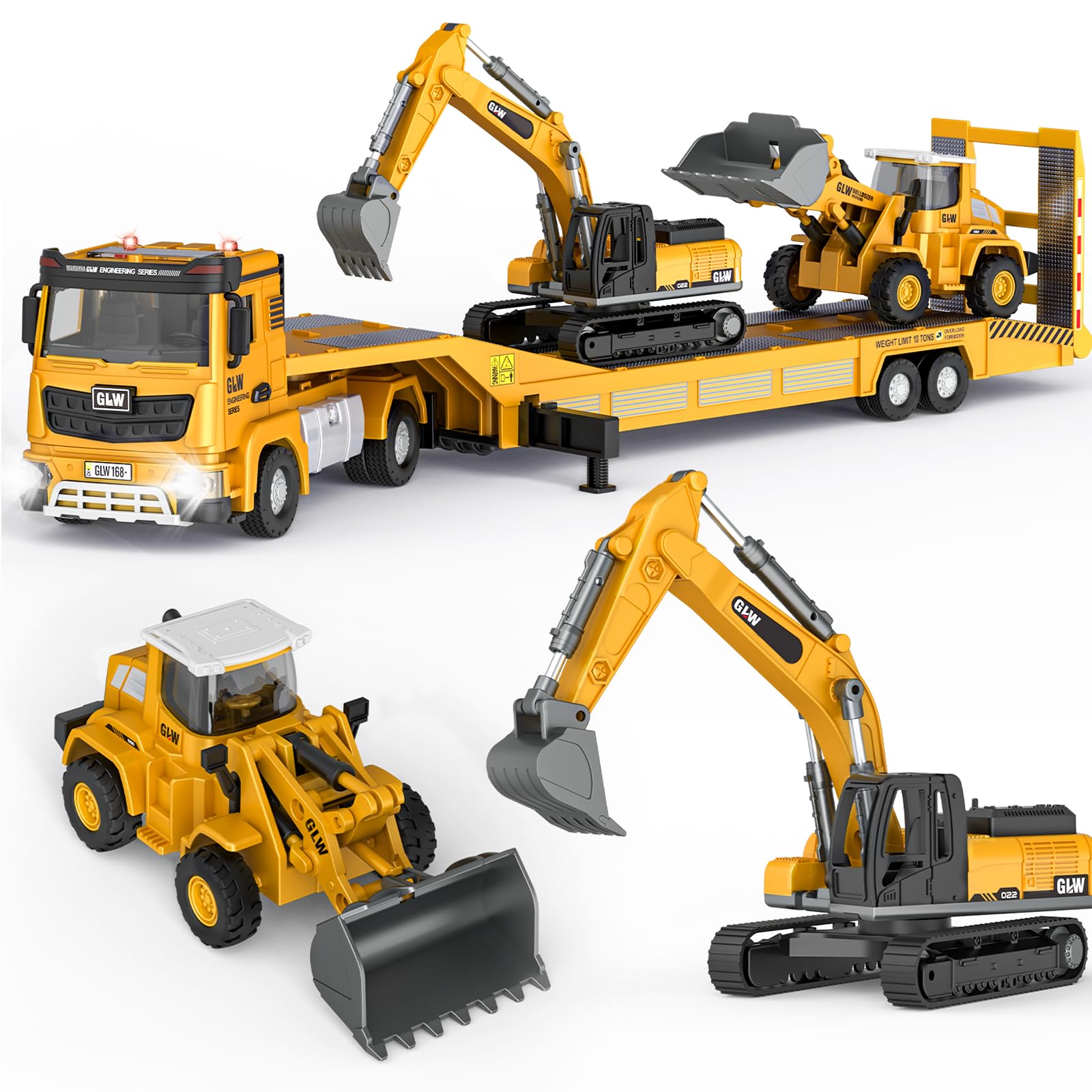 Pupu Pig construction trucks with a semi-truck showing durable build for kids.