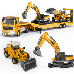 Pupu Pig construction trucks with a semi-truck showing durable build for kids.