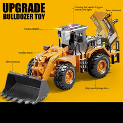 Pupu Pig die-cast bulldozer in 1:40 scale highlights authentic vehicle details.