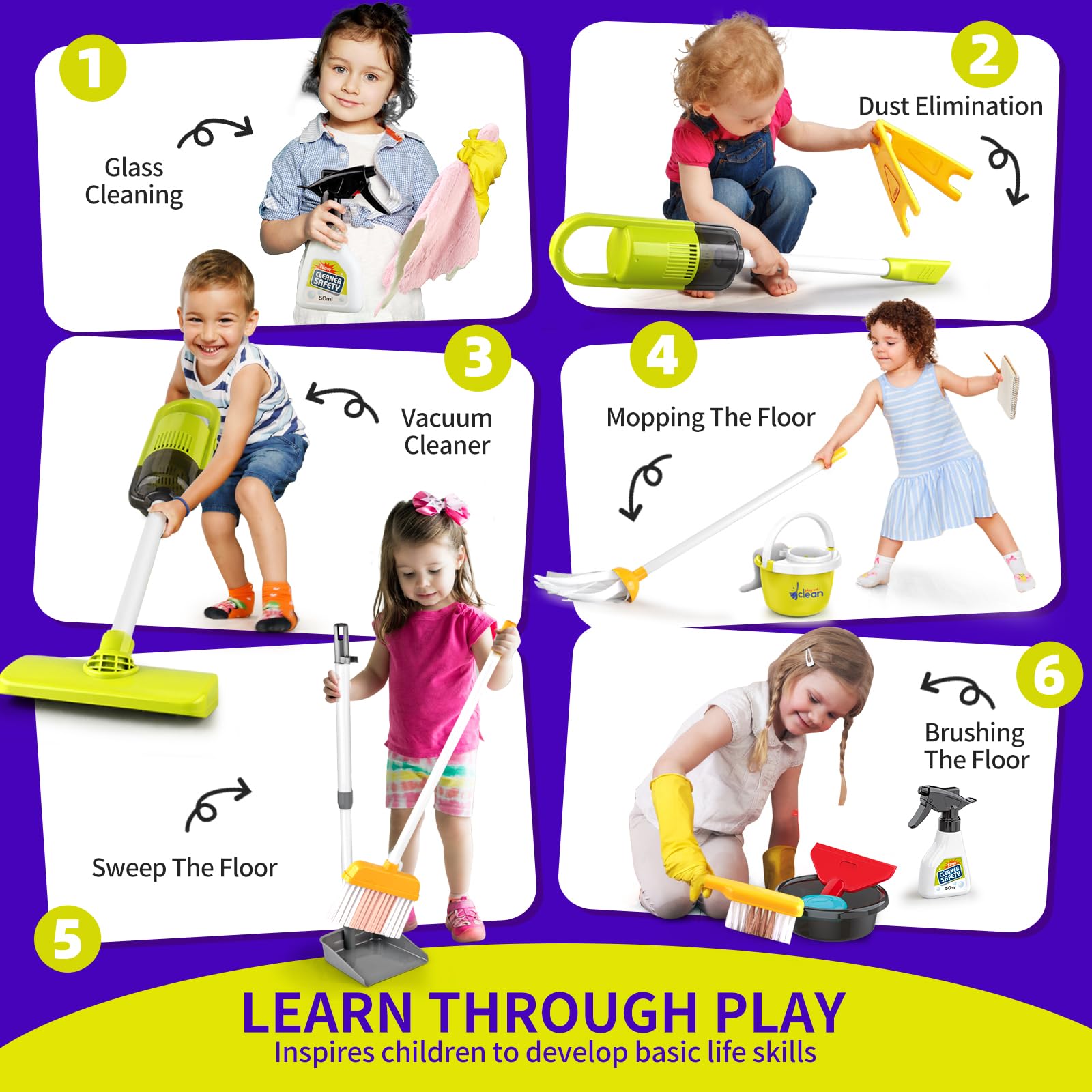 Pupu Pig mop and bucket for realistic home cleaning role play