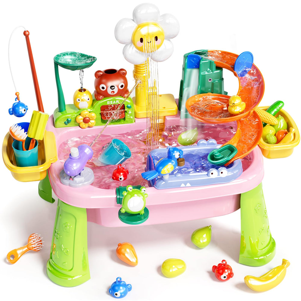Pupu Pig water table with 360° faucet for engaging toddler water play and exploration