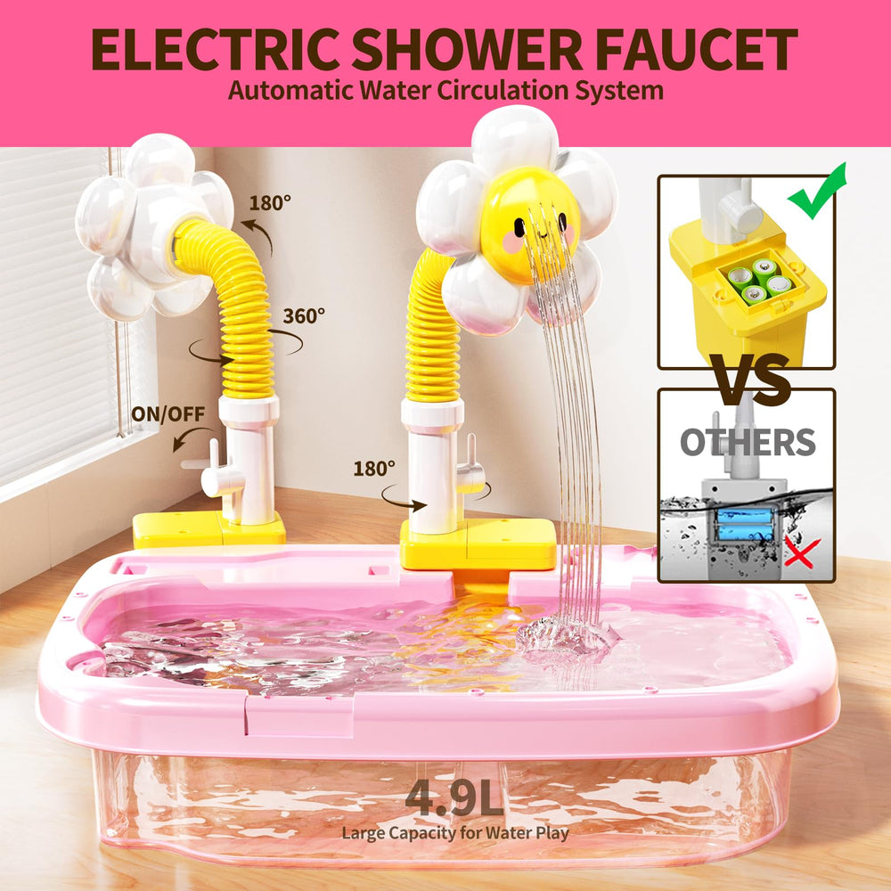 Pupu Pig water table with color-changing cup shows temperature cues for interactive play
