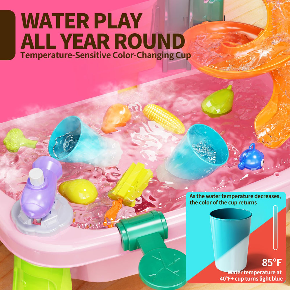 Pupu Pig water table has a spacious sink ideal for group play