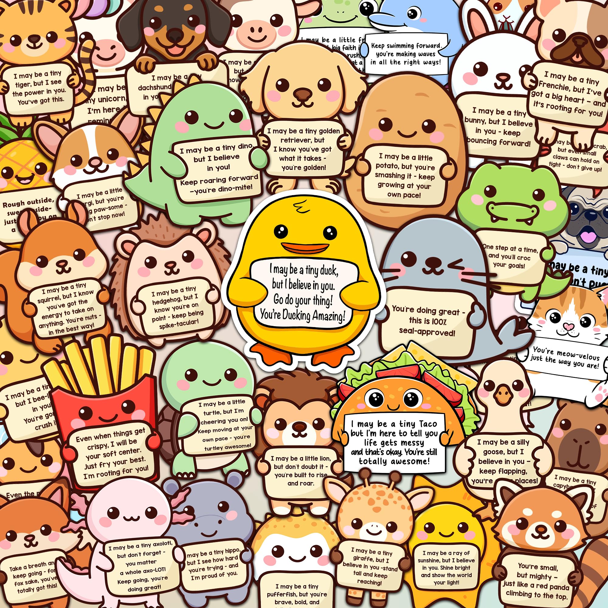 Puraesla emotional stickers show 100 designs for daily motivation on bottles and laptops.