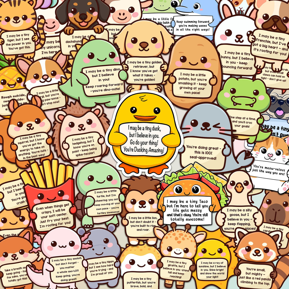 Puraesla emotional stickers show 100 designs for daily motivation on bottles and laptops.