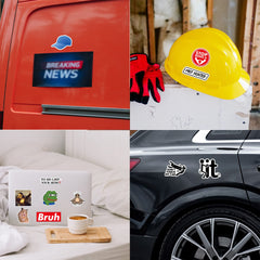 Puraesla stickers on hard hat add personality while staying rugged