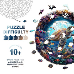 Purdicra wooden turtle puzzle pieces closeup reveals intricate laser-cut detail.