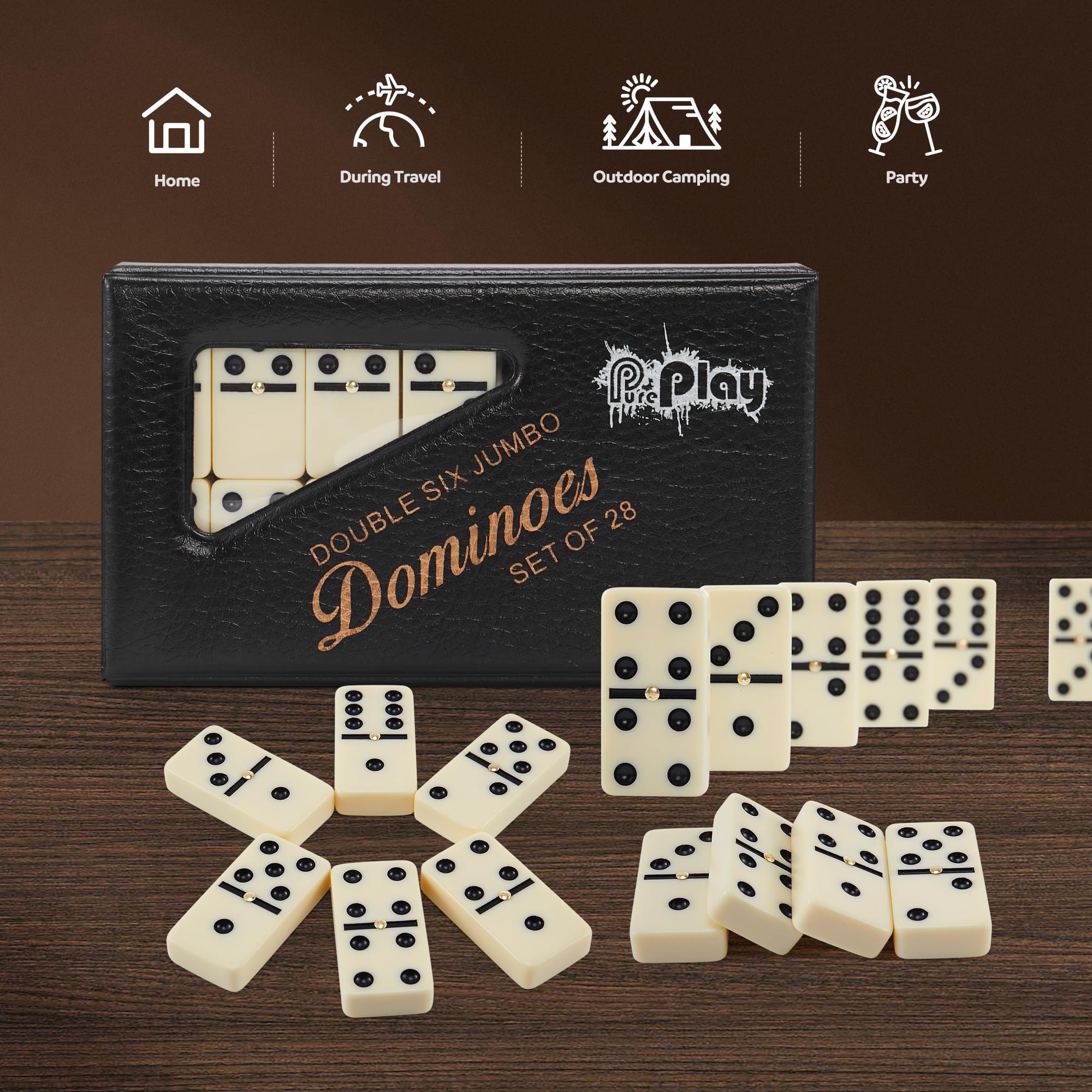 PUREPLAY Jumbo dominoes travel case ready for travel and gatherings