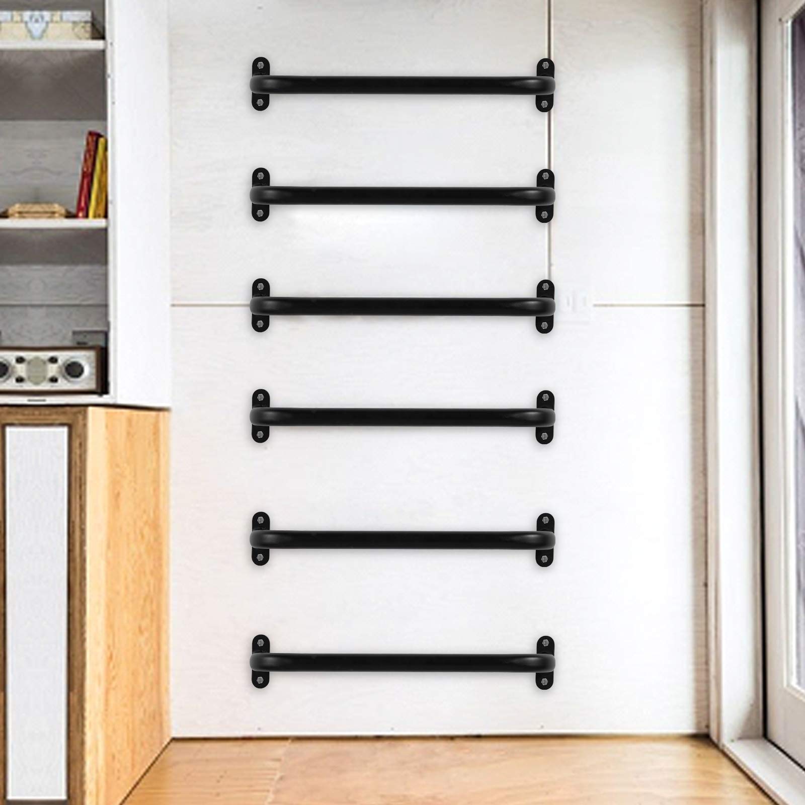 Purife 17-inch handles installed on wood rails highlight secure welds and easy mounting