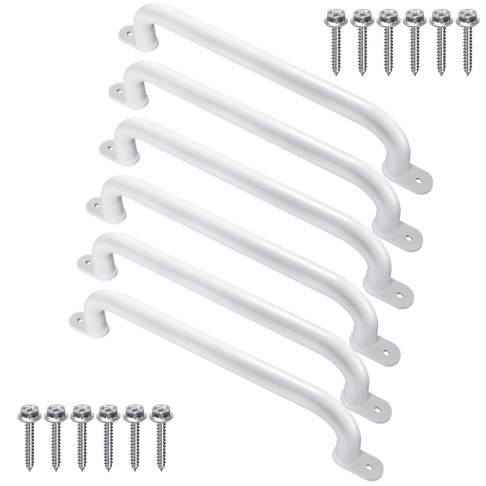 Purife 17-inch white metal playground handles provide a secure grip for outdoor play.