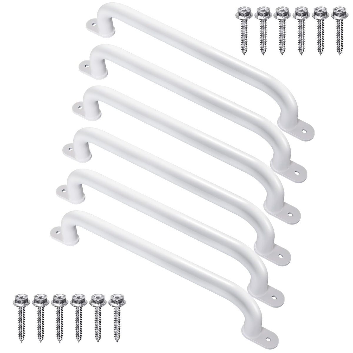 Purife 17-inch white metal playground handles provide a secure grip for outdoor play.