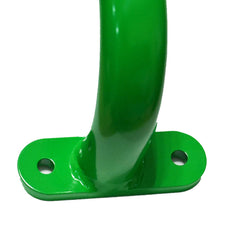 Purife heavy-duty steel grab bar mounted on wood post.