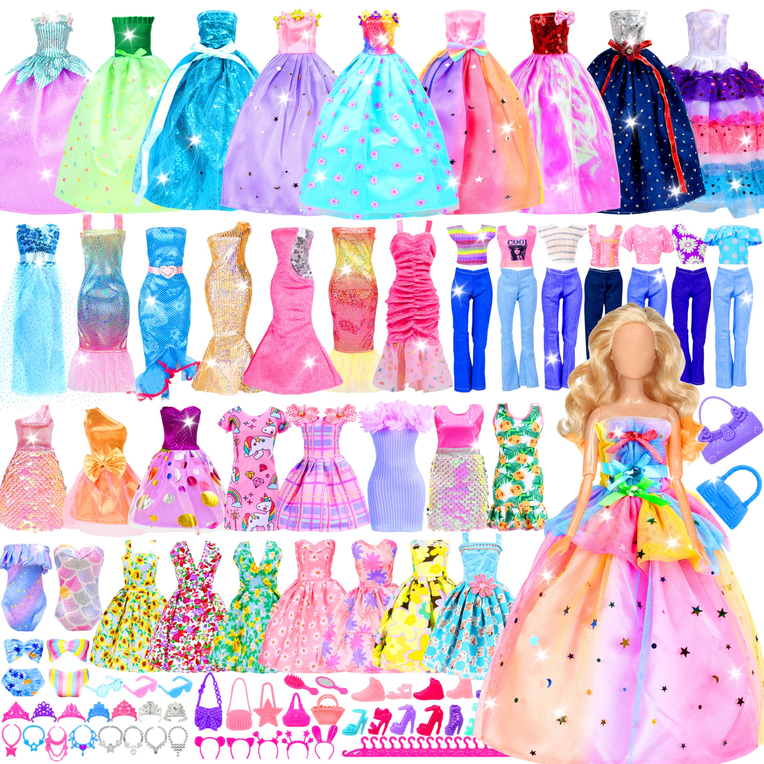 PURPERCAT 82-piece doll set packaging box for easy gifting and storage.