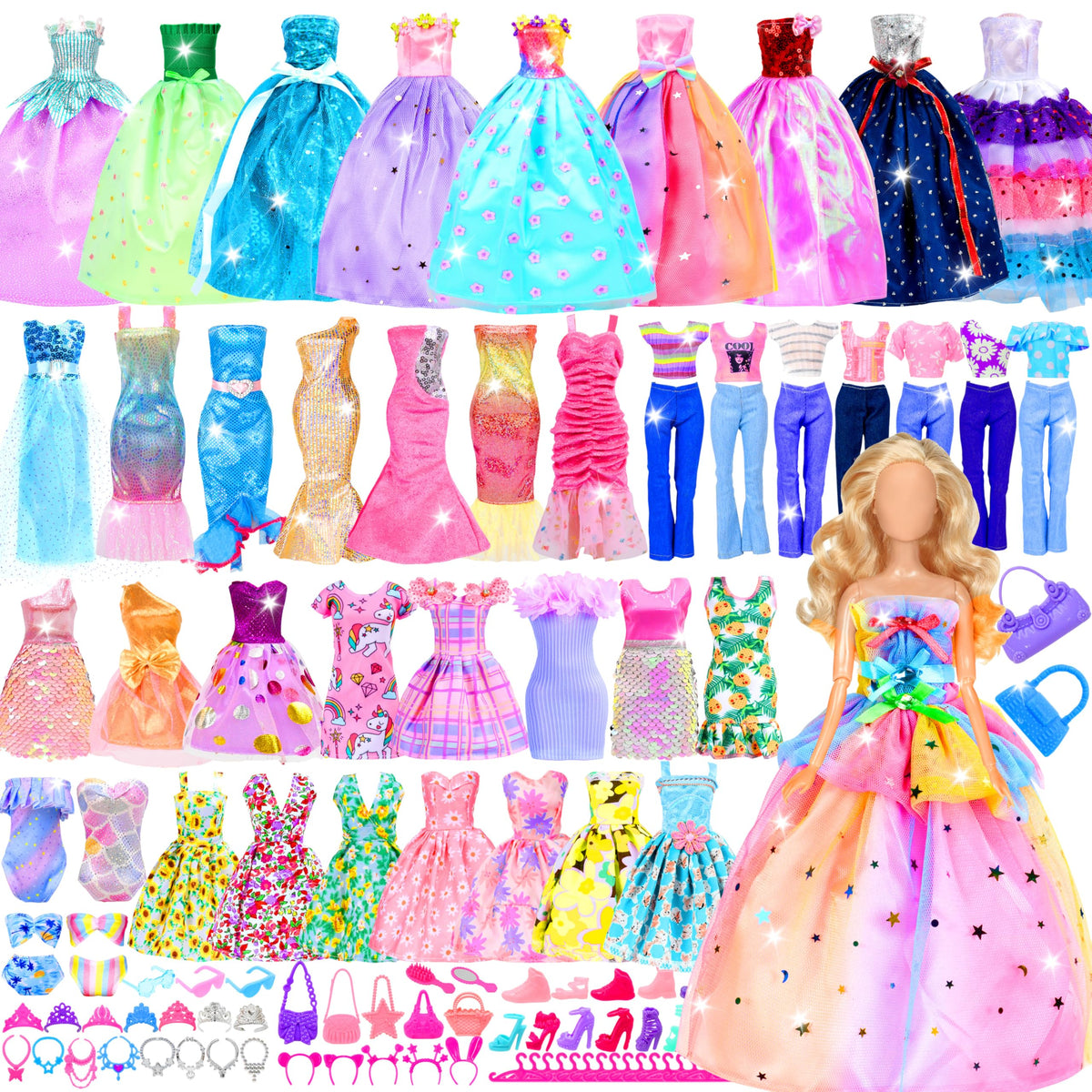 PURPERCAT 82-piece doll set packaging box for easy gifting and storage.