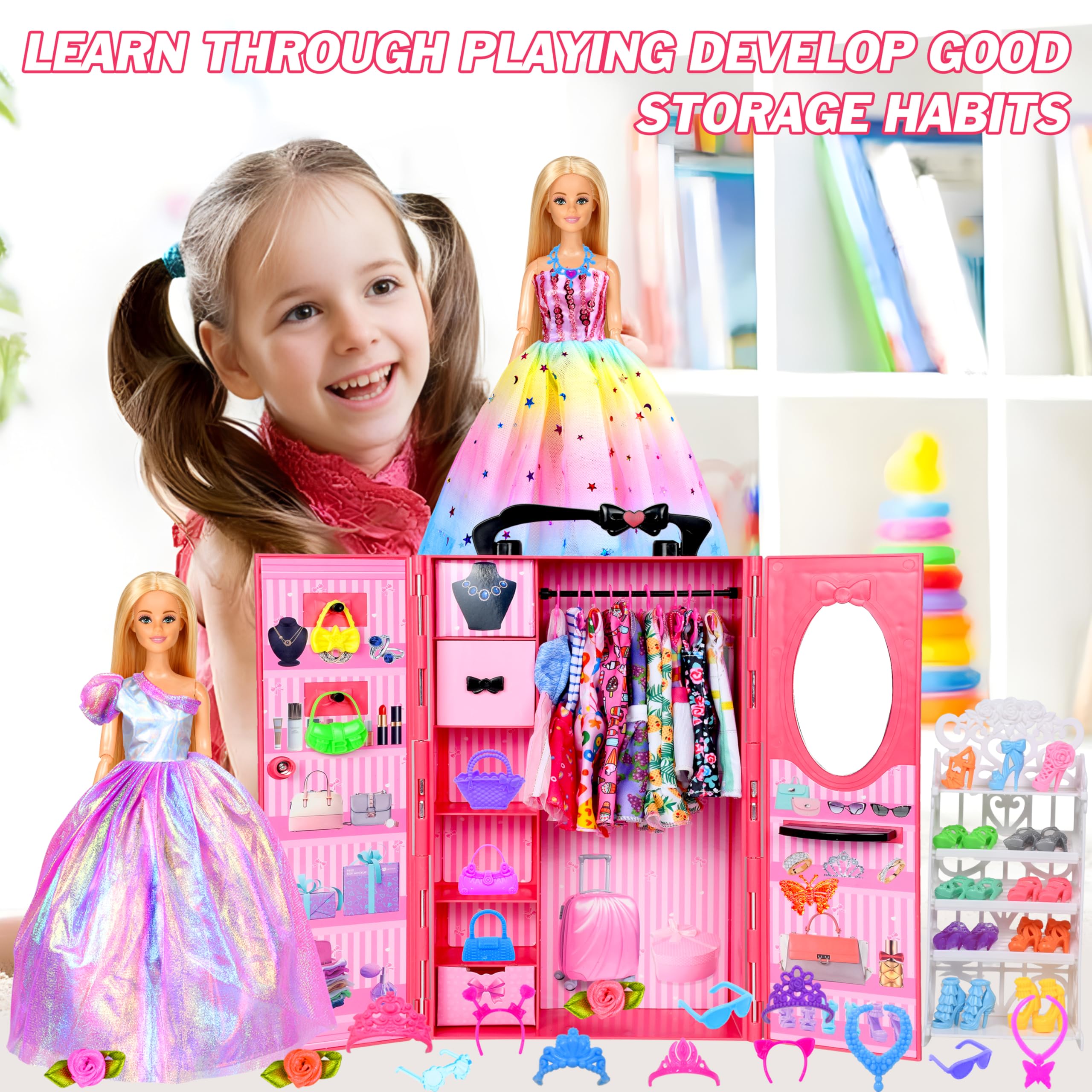 PURPERCAT slip dresses and accessories enhance pretend fashion shows.