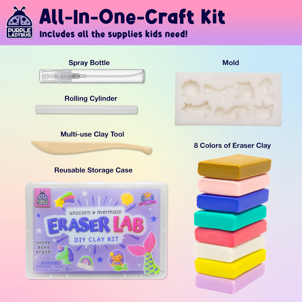 Purple Ladybug EraserLab color palette with vibrant, safe clay shades.