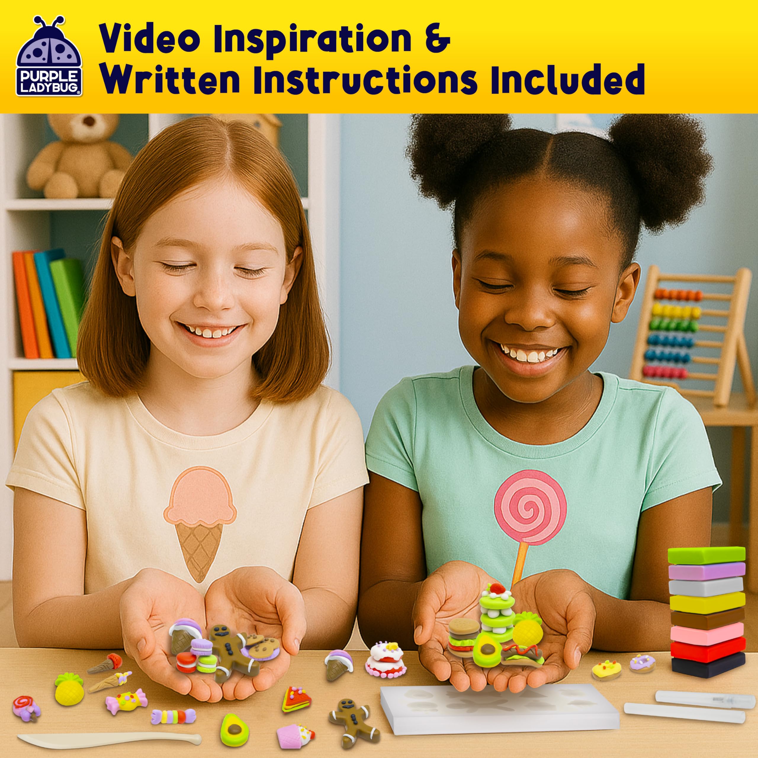 Purple Ladybug EraserLab colorful erasers on notebooks demonstrate practical, kid-friendly use