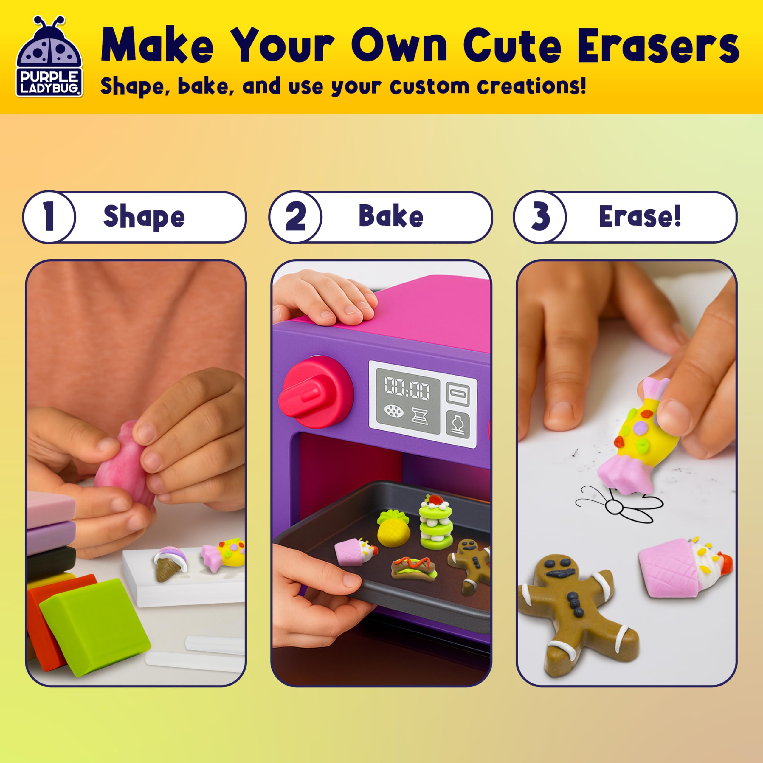 Purple Ladybug EraserLab sculpting tool aids young hands in shaping clay