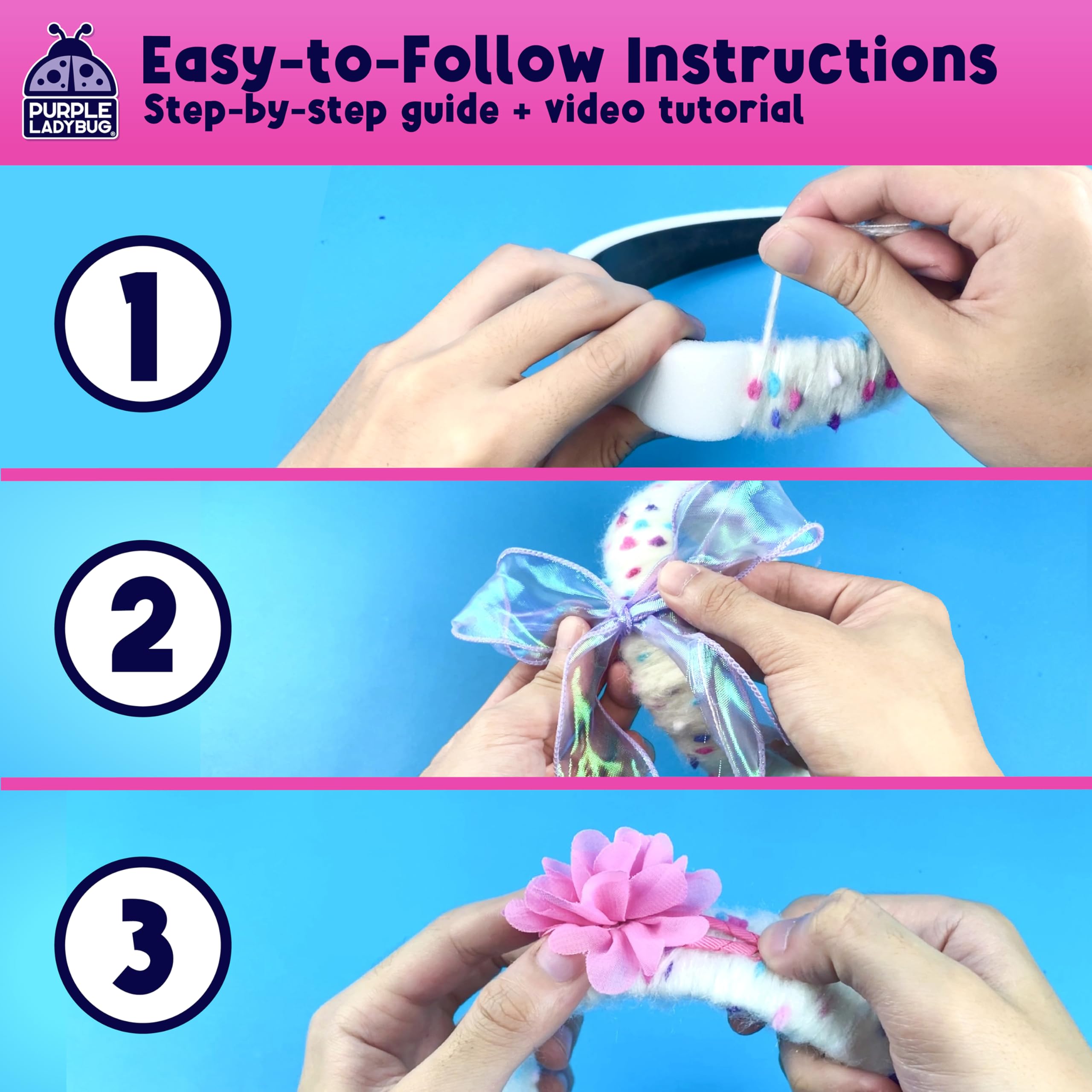 Decor clips and bows add playful accents to headbands for dress-up
